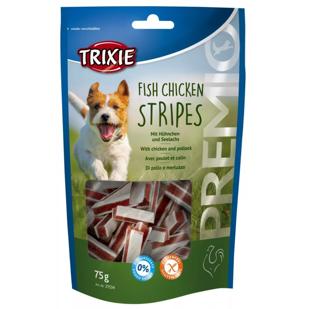 استریپ تشویقی سگ تریکسی  با طعم مرغ و ماهی   Fish Chicken Stripes